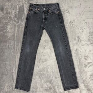 Levis Jeans Mens 29x34 Black 501 Original Fit Straight Leg Button Fly 00501-0660